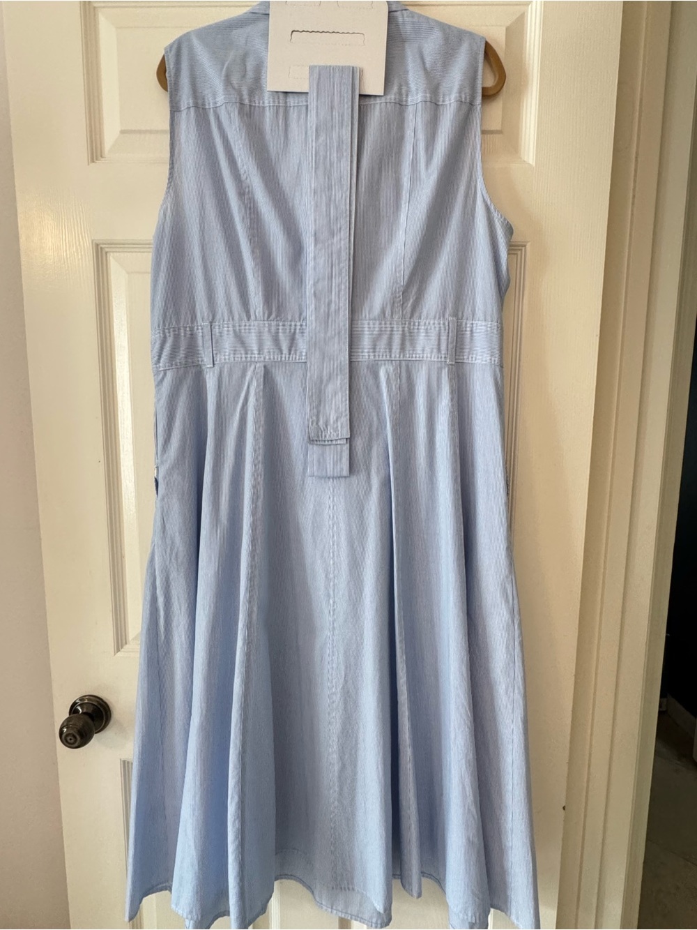 Tommy Hilfiger Light Blue Sleeveless Collared Maxi Dress with Tie Waist - Picture 5 of 5